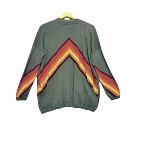 WISPR Womens‎ Rainbow Trim Long Sleeves Sweater Green Silk Blend Size Small